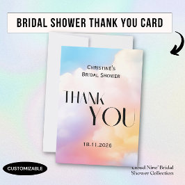彼女は有頂天 　カラフルなパステルカラーのブライズシャワー サンキューカード