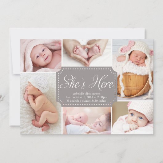 彼女は来た | 誕生発表 案内状 (正面)