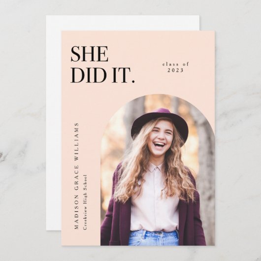 彼女は桃のアーチ卒業発表をした 招待状 (正面/裏面)