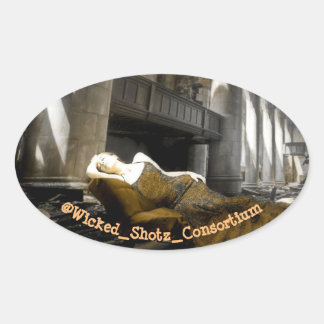 彼女は残っている 楕円形シール