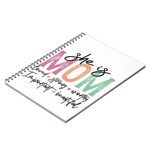 彼女は母である:愛され、強く、価値があり、重要な、ボー ノートブック (左側)