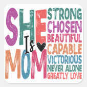 彼女は母賛美母レトロ引用文母の日 スクエアシール (正面)