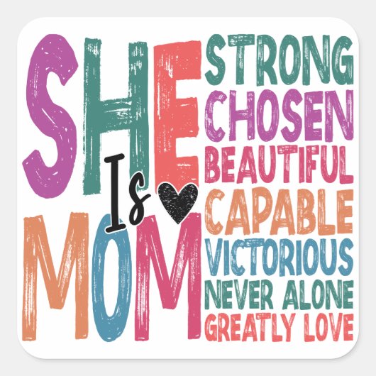 彼女は母賛美母レトロ引用文母の日 スクエアシール (正面)