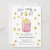 彼女は水の色ポコーンポップ・アートの赤ちゃんシャワー準備ができている 招待状 (正面)