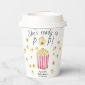 彼女は水の色ポコーンポップ・アートの赤ちゃんシャワー準備ができている 紙コップ (裏面)