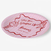 彼女は波打ったスケッチ縁どブライダルをスクープした ペーパープレート (アングル)