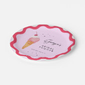 彼女は波打つピンクの赤いブライダルシャワー ペーパープレート (アングル)