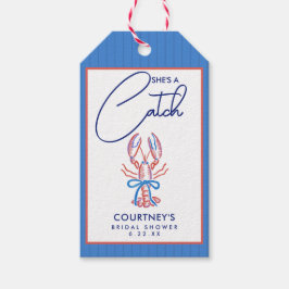 彼女は海岸のロブスターの宝物を釣り上げた ブライダルシャワー ギフトタグ