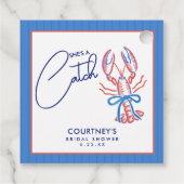 彼女は海岸のロブスターの宝物を釣り上げた ブライダルシャワー フェイバータグ (裏面)