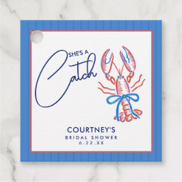 彼女は海岸のロブスターの宝物を釣り上げた ブライダルシャワー フェイバータグ