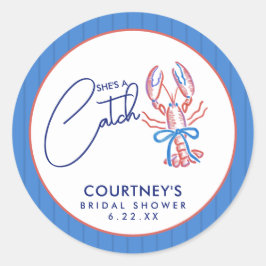 彼女は海岸のロブスターの宝物を釣り上げた ブライダルシャワー ラウンドシール