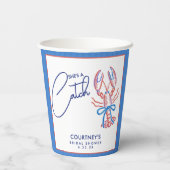 彼女は海岸のロブスターの宝物 ブライダルシャワー 紙コップ (裏面)