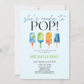 彼女は準備ができていポップ・アートのる！ポプシクル赤ちゃんシャワー 招待状 (正面)