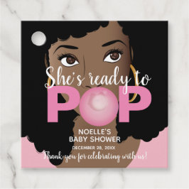 彼女は準備ができてポップ・アートの、バブルガム赤ちゃんシャワー、ピンク フェイバータグ