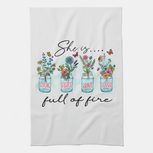 彼女は火に満ちてい鮮やかる – フローラ力 キッチンタオル (縦)