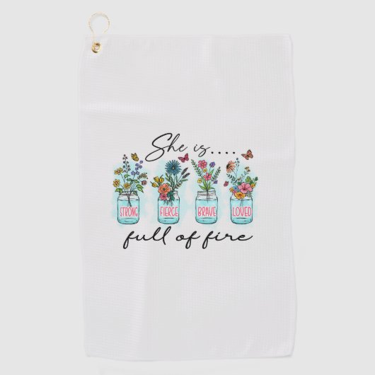 彼女は火に満ちてい鮮やかる – フローラ力 ゴルフタオル (正面)