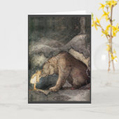 彼女は熊の鼻にキスをした カード (黄色い花)