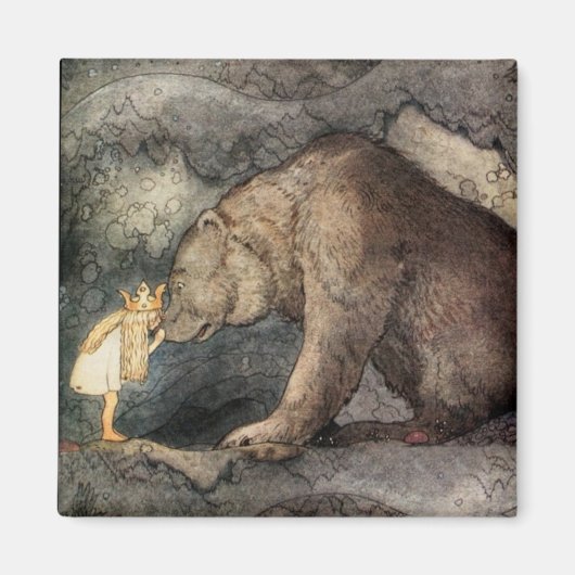 彼女は熊の鼻にキスをした マグネット (正面)