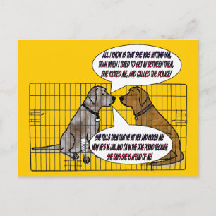 彼女は犬を蹴りました ポストカード