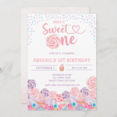 彼女は甘いワンキャンディの1歳の誕生日だ 招待状 (正面/裏面)