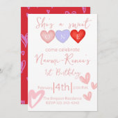 彼女は甘い一歳の誕生日 招待状 (正面/裏面)