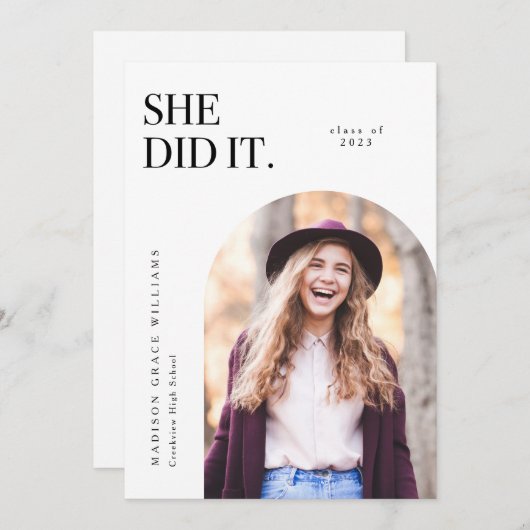 彼女は白いアーチ卒業発表をした 招待状 (正面/裏面)