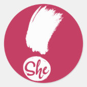 彼女は白いデザインのステッカーを叫ぶ ラウンドシール (正面)