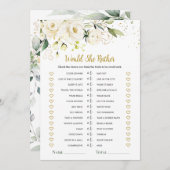 彼女は白いバラを好む ブライダルシャワー ゲーム 招待状 (正面/裏面)