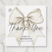 彼女は白いリボンで結ばれる ブライダルシャワー フェイバータグ (正面)
