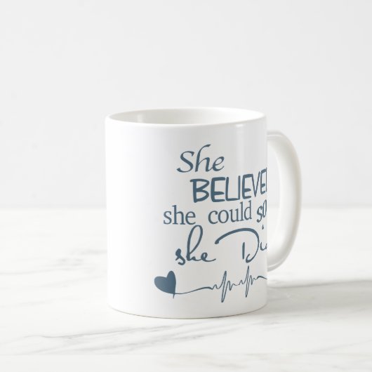 彼女は白のマグGreyBlueを信じました コーヒーマグカップ (正面右)