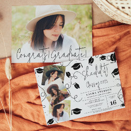 彼女は白黒モダン写真卒業した 招待状