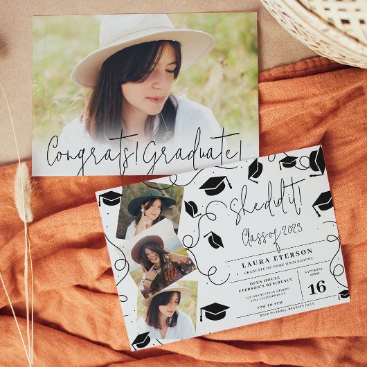 彼女は白黒モダン写真卒業した 招待状