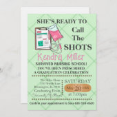 彼女は看護の卒業式と呼ぶ準備ができている 招待状 (正面/裏面)