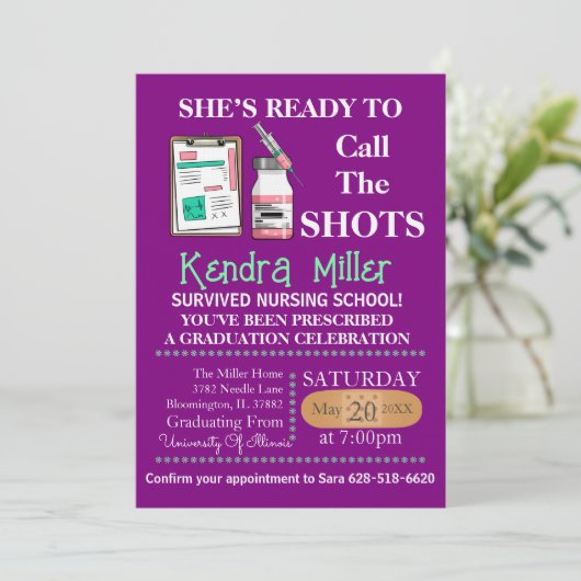 彼女は看護の卒業式と呼ぶ準備ができている 招待状 (スタンド正面)