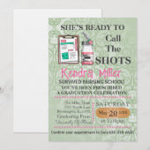 彼女は看護の卒業式と呼ぶ準備ができている 招待状 (正面/裏面)