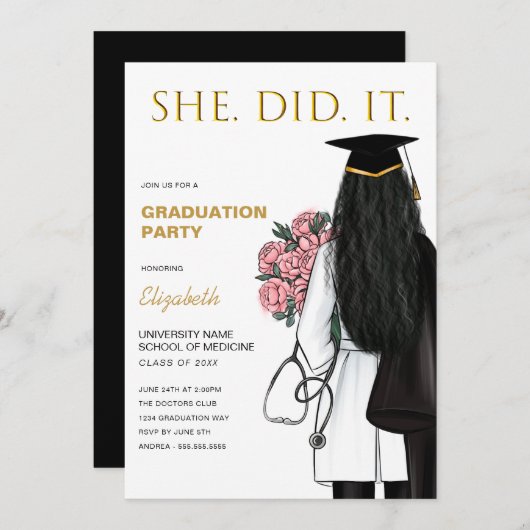 彼女は看護医学校の卒業式をした 招待状 (正面/裏面)