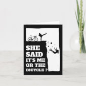 彼女は私か自転車おもしろいサイクリング カード (正面)