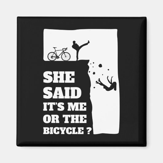 彼女は私か自転車おもしろいサイクリング マグネット (正面)