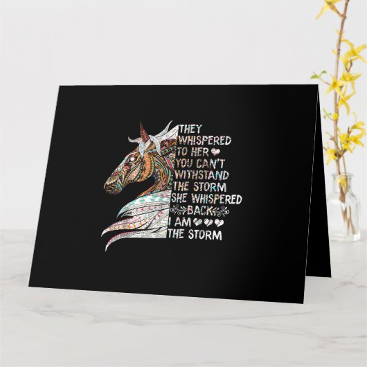 彼女は私が嵐に乗る馬のギルであることを小声で言った カード (黄色い花)