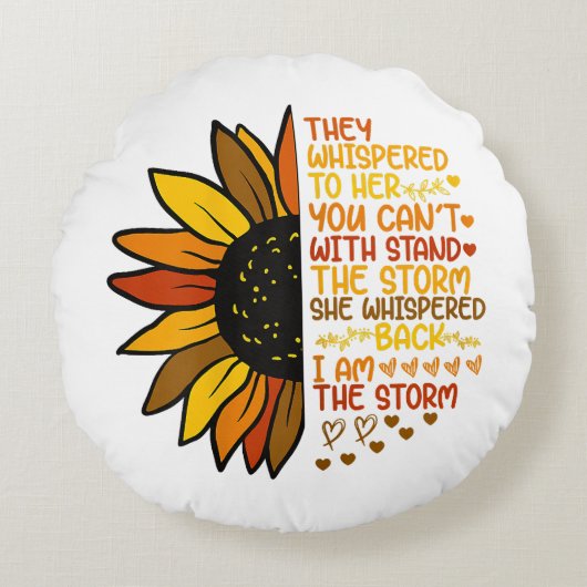 彼女は私が嵐の日差しであることを囁おもしろいいた ラウンドクッション (正面)