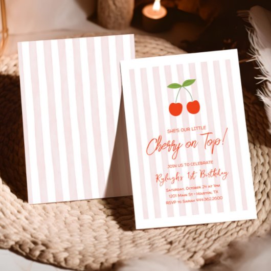 彼女は私たちの小さなさくらんぼのトップ女の子の1st誕生日 招待状