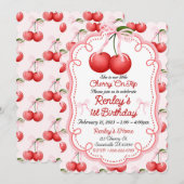 彼女は私たちの小さなチェリーオントップ ボウコケットです 招待状 (正面/裏面)