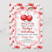 彼女は私たちの小さなチェリーオントップ ボウコケット 招待状 (正面/裏面)