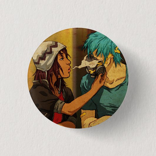 彼女は私のアンプを吹きます 缶バッジ (正面)