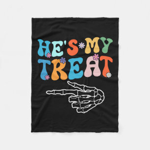 彼女は私のトリックである彼は私のトリートハロウィンカップル フリースブランケット