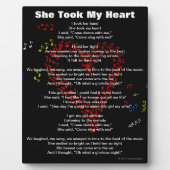 彼女は私のハートの赤い音符の詩を取った フォトプラーク (正面)