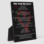 彼女は私のハートの赤い音符の詩を取った フォトプラーク (側面)