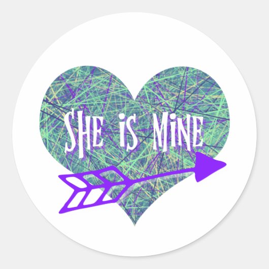 彼女は私のハートシェイプネットワーキングの紫 ラウンドシール (正面)