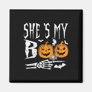 彼女は私のブー骨格の手かぼちゃのハロウィンマッチだ マグネット