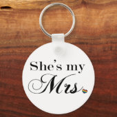 彼女は私のミセス・レズビアンプライドタイポグラフィとハート キーホルダー (正面)